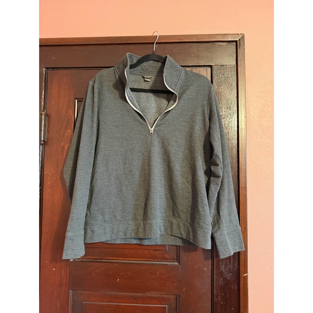 Eddie‎ Bauer Womens Gray Heather Quarter Zip Fleece Pullover Sweatshirt Size M